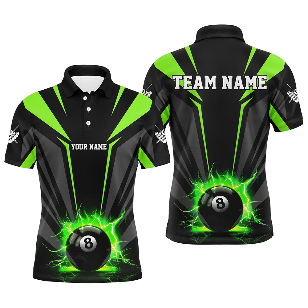 Personalized Lightning 8 Ball Pool Billiard Shirts For Men Custom Green Billiard Team Jerseys TDM2194