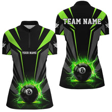 Load image into Gallery viewer, Personalized Lightning 8 Ball Pool Billiard Shirts For Women Custom Green Billiard Team Jerseys TDM2194