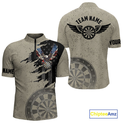 Eagle Retro American Flag Patriotic Darts Shirts For Men Custom Darts League Team Jersey TDM7189