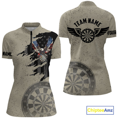 Eagle Retro American Flag Patriotic Darts Shirts For Women Custom Darts League Team Jersey TDM7189