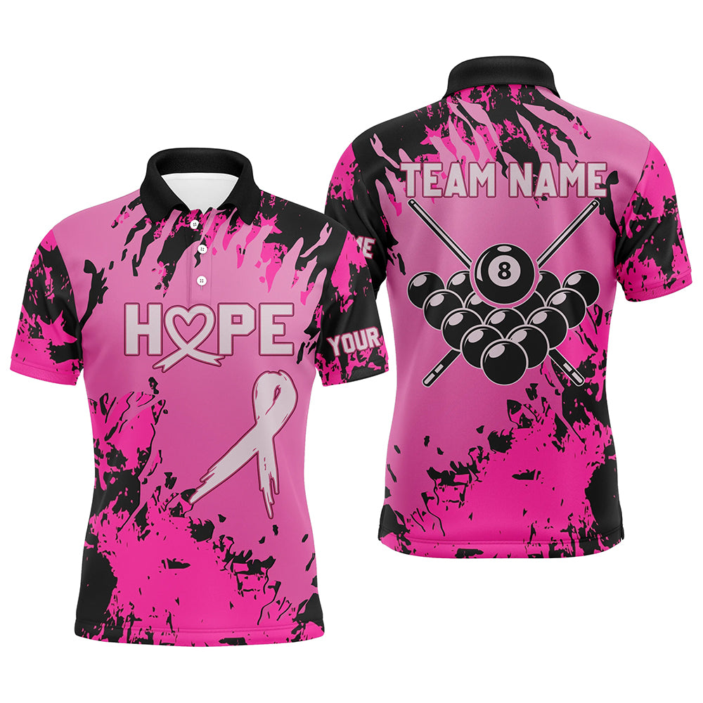 Breast Cancer Awareness Pink Camo Personalized Billiard Men Polo Shirts Custom Billiard Jerseys TDM0323