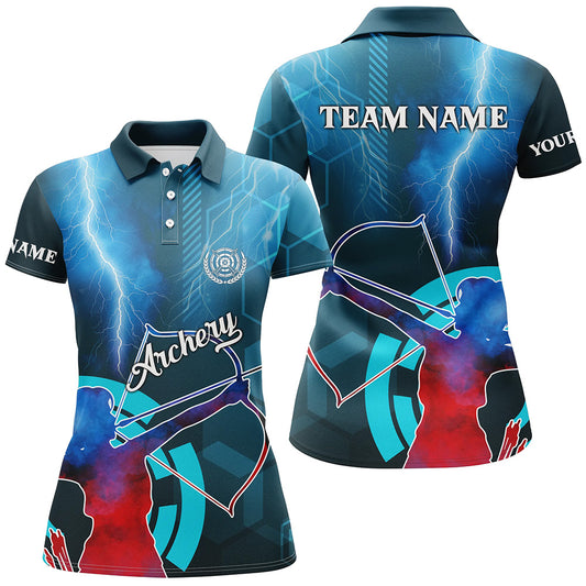 Personalized Archery 3d Thunder Lightning Polo Shirts For Women Custom Archery Jersey Design For Team TDM0539