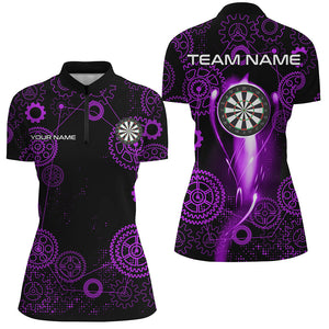 Purple Darts Gearwheel Pattern Custom Dart Shirts For Women, Dart Jerseys Darts League Team Uniform TDM3189