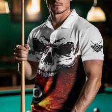 Load image into Gallery viewer, Personalized 3D 8 Ball Pool Fire Skull Billiard Shirts For Men Team League Billiard Jerseys |Orange TDM3406