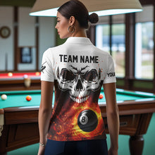 Load image into Gallery viewer, Personalized 3D 8 Ball Pool Fire Skull Billiard Shirts For Women Team League Billiard Jerseys |Orange TDM3406