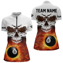 Load image into Gallery viewer, Personalized 3D 8 Ball Pool Fire Skull Billiard Shirts For Women Team League Billiard Jerseys |Orange TDM3406