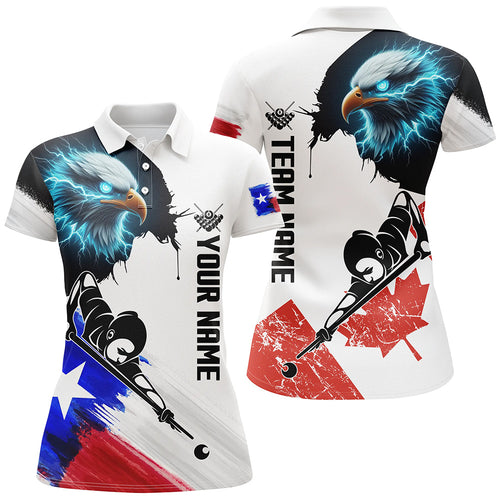 Personalized Eagle Texas Flag Billiard Player Shirts For Women Custom Patriotic Billiard Jerseys TDM1602