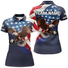 Load image into Gallery viewer, Eagle Flying 8 Ball Pool Custom Women Billiard Shirts US Flag 4Th Of July Patriotic Billiard Jersey TDM1785