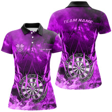 Load image into Gallery viewer, Personalized Purple 3D Darts Board On Fire Women Darts Shirts Custom Flame Darts Shirts For Player TDM1788