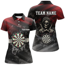 Load image into Gallery viewer, Red And Black Death Skeleton Custom Darts Shirts For Women, Personalized Skull Darts Team Jerseys TDM1987