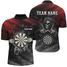 Load image into Gallery viewer, Red And Black Grim Reaper Custom Darts Shirts For Men, Personalized Skull Darts Team Jerseys TDM1987