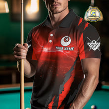 Load image into Gallery viewer, Personalized Thunder Lightning Wolf Billiard Shirt For Men, 8 Ball Billiard Team Jerseys |Red TDM4549