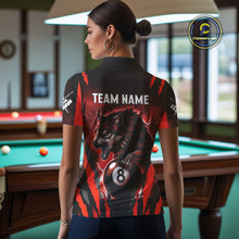 Load image into Gallery viewer, Personalized Thunder Lightning Wolf Billiard Shirt For Women, 8 Ball Billiard Team Jerseys |Red TDM4549