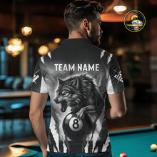 Load image into Gallery viewer, Personalized Thunder Lightning Wolf Billiard Shirt For Men, 8 Ball Billiard Team Jerseys |Grey TDM4550