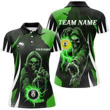 Load image into Gallery viewer, Funny Green Death Skeleton 8 Ball &amp; 9 Ball Billiard Shirts For Women Custom League Billiard Jerseys TDM2463