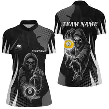 Load image into Gallery viewer, Funny Black Death Skeleton 8 Ball &amp; 9 Ball Billiard Shirts For Women Custom League Billiard Jerseys TDM2464