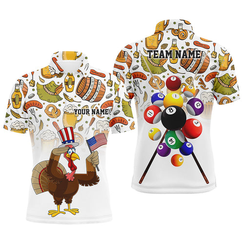 Customized Thanksgiving Day Turkey Chicken Billiard Polo Shirts For Men, Funny Thanksgiving Shirts TDM0547