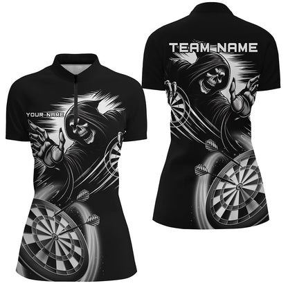 Personalized Black White Grim Reaper Dart Shirts For Women Custom  Dart Jerseys Team Uniform TDM2961