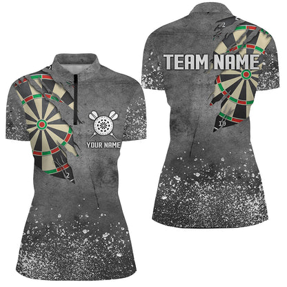 Custom Grunge Grey Darts Board Shirts For Women, Personalized Darts Shirts Design Best Darts Jerseys TDM1996