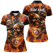 Load image into Gallery viewer, Personalized Flaming 8 Ball Pool Custom Skull Billiard Shirts For Women, Team League Billiard Jerseys TDM2002