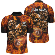 Load image into Gallery viewer, Personalized Flaming 8 Ball Pool Custom Skull Billiard Shirts For Men, Team League Billiard Jerseys TDM2002
