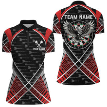 Load image into Gallery viewer, Darts Eagle Arrow Pattern Custom Polo &amp; Quarter-Zip Shirts For Women, Darts Team Jerseys Apparel |Red TDM2202