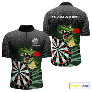 Personalized Green Funny Crocodilian Darts Shirts For Men, Darts Team Jerseys, Darts Gifts TDM4567