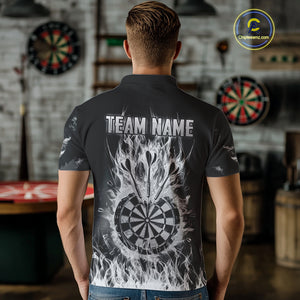 Fire Flame Darts Board American Flag Skull Dart Shirts For Men Custom Darts Team Jerseys |Grey TDM4775