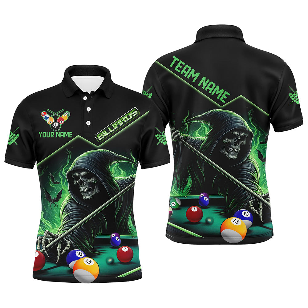 Funny Green Grim Reaper Play Pool Custom 3D Printed Billiard Shirts For Men Billiard Jerseys TDM2967