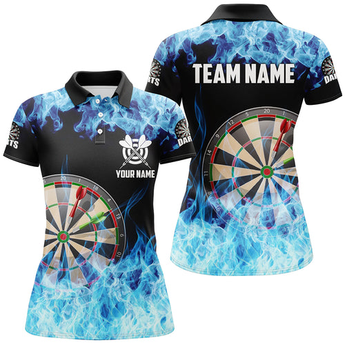 Blue Fire Flame Dartboard Women Darts Polo Shirts Custom Darts Shirts For Team Dart Jerseys TDM1227