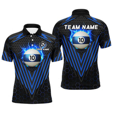 Load image into Gallery viewer, Personalized Blue 10 Ball Pool Lightning Custom Billiard Shirt For Men, Team League Billiard Jersey TDM1809