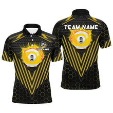 Load image into Gallery viewer, Yellow Billiard Ball 9 Polo &amp; Quarter-Zip Shirts For Men Custom Team Name 9 Ball Pool Jerseys TDM1810