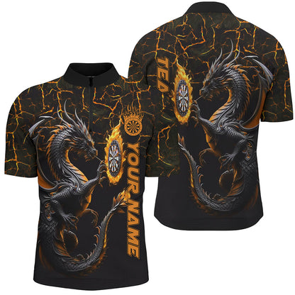 Personalized Orange Big Dragon 3D Printed Darts Shirts For Men Custom Team League Darts Jerseys TDM2208