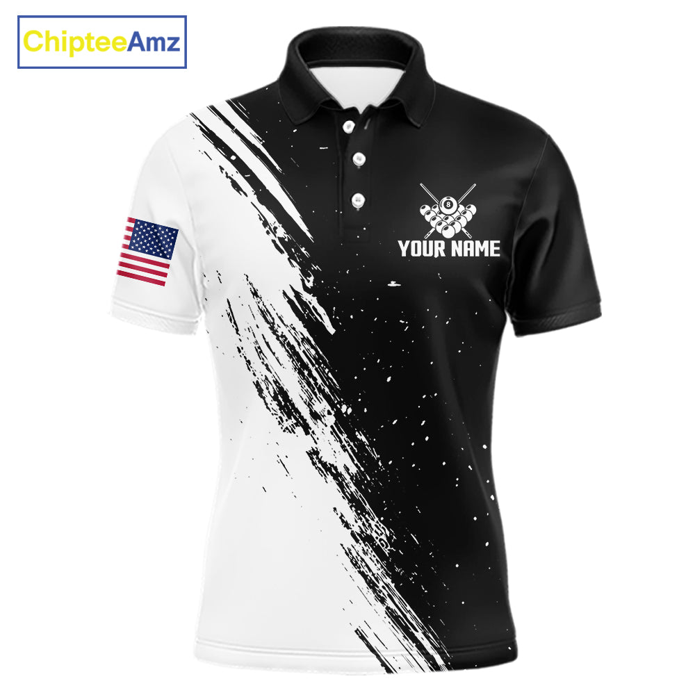 Black And White 8 Ball Billiard Pool Shirts For Men Custom Billiard Tournament Team Jersey TDM7236