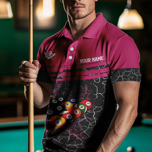 Personalized Pink Pool Balls Crack Pattern Men Billiard Shirts Custom Billiard Jerseys For Team TDM3420