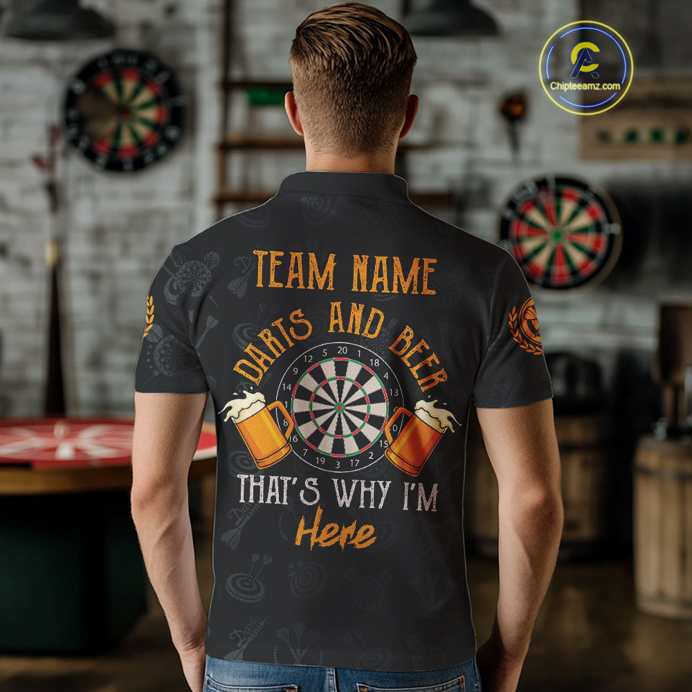Darts And Beer That's Why I'm Here Custom Skeleton Dart Shirts For Men, Funny Drinking Jerseys TDM3989