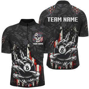 Funny Claw Tearing US Flag 8 Ball Pool Custom Billiard Shirts For Men, Patriotic Billiard Jerseys TDM1815