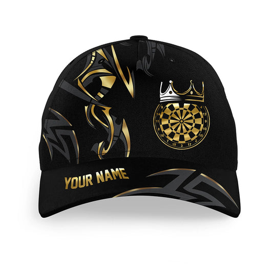 Black And Gold Dartboard Crown Darts Hat Custom 3D Darts Baseball Cap For Player, Darts Gifts TDM4193