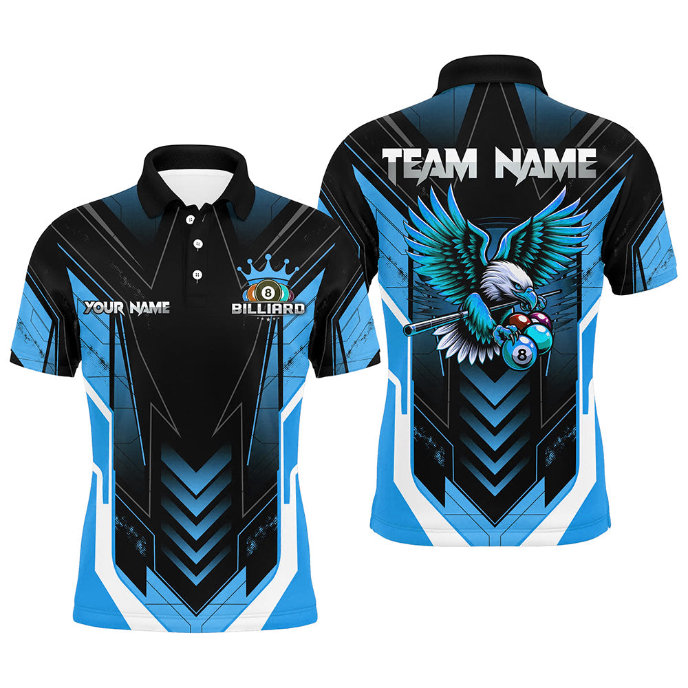 Personalized Funny Eagle Billiard Shirts For Men Custom Name Blue Billiard Balls Sports Jerseys TDM2223