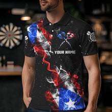 Load image into Gallery viewer, Customized Grunge US Flag Smoke Darts Polo &amp; Quarter-Zip Shirts, Patriotic Darts Jerseys For Men TDM2497