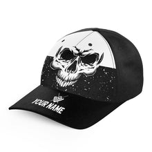 Load image into Gallery viewer, Custom Grunge Black White Skull Billiard Caps Hats, Personalized Top Hat Billiards For Pool Player TDM0729