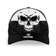 Load image into Gallery viewer, Custom Grunge Black White Skull Billiard Caps Hats, Personalized Top Hat Billiards For Pool Player TDM0729