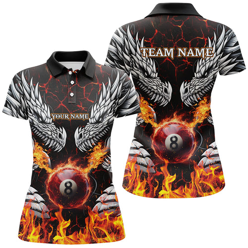 Personalized Twin Dragons Fire Flame 8 Ball Pool Women Billiard Shirts Team League Billiard Jerseys TDM3230