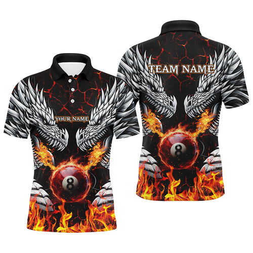 Personalized Twin Dragons Fire Flame 8 Ball Pool Men Billiard Shirts Team League Billiard Jerseys TDM3230