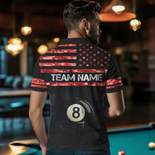 Load image into Gallery viewer, Customized Retro 8 Ball Pool Red Camo US Flag Billiard Shirts For Men, Patriotic Billiard Jerseys TDM3568