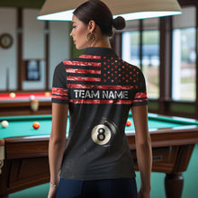 Load image into Gallery viewer, Customized Retro 8 Ball Pool Red Camo US Flag Billiard Shirts For Women, Patriotic Billiard Jerseys TDM3568