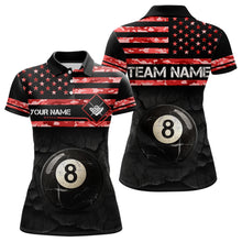 Load image into Gallery viewer, Customized Retro 8 Ball Pool Red Camo US Flag Billiard Shirts For Women, Patriotic Billiard Jerseys TDM3568