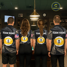 Load image into Gallery viewer, Personalized 8 Ball 9 Ball Tribal Billiard Shirt For Men Custom Pool Team Jersey Polo &amp; 1/4 Zip TDM6335