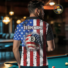 Load image into Gallery viewer, American Flag 8 Ball Smoke Billiard Shirts For Men Custom Patriotic Pool Team Jerseys TDM3997