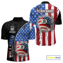 Load image into Gallery viewer, American Flag 8 Ball Smoke Billiard Shirts For Men Custom Patriotic Pool Team Jerseys TDM3997